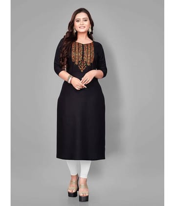 RIAANA - Black Rayon Women's Straight Kurti ( Pack of 1 )