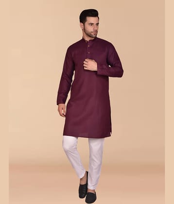 PRINTCULTR Purple Cotton Regular Fit Men's Kurta Pyjama Set ( Pack of 1 )