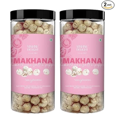 Vishnu Delight Organic Roasted Makhana Snack Packs, 2 x 90g, Himalayan Salt & Pepper Flavor - Healthy, Tasty, and Sustainably Sourced Fox Nuts with a Touch of Himalayan Magic