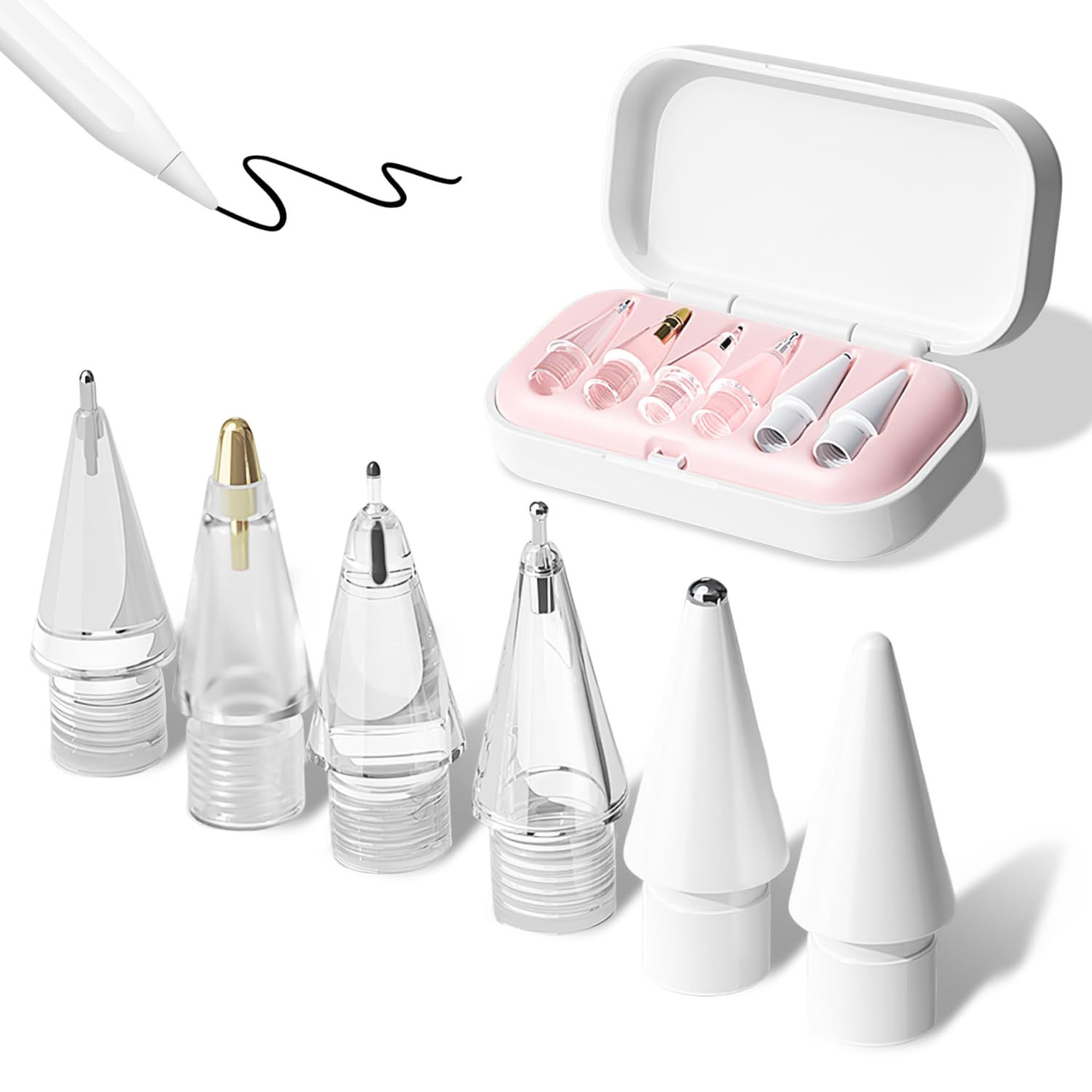 TecoKart® 6-Piece Apple Pencil Tips for Apple Pencil 2nd/1st Generation and Apple Pencil Pro/USB-C, Durable Highly Sensitive Precise POM Replacement Tip for iPad Pro/Mini/Air TecoKart® 6-Piece Apple Pencil Tips for Apple Pencil 2nd/1st Generation and App