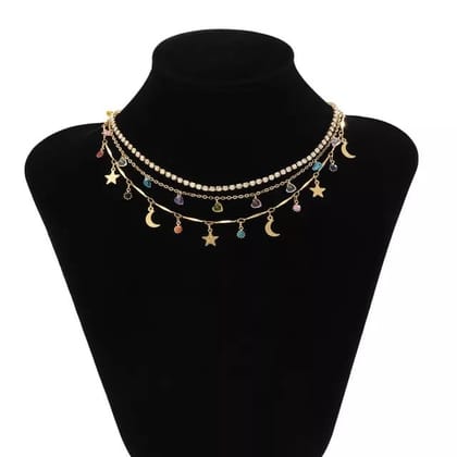 Delicate Clavicle Charm 3 Layer Necklace