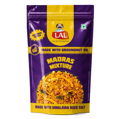 Lal Madras Mixture Made with Groundnut Oil & Himalayan Rock Salt Guilt-Free Snack - 150g Lal Madras Mixture Made with Groundnut Oil & Himalayan Rock Salt Guilt-Free Snack - 150g