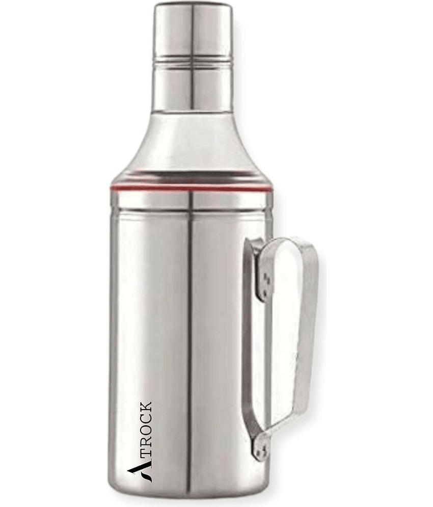 ATROCK - Oil Dispenser 1litre Steel Silver Oil Container ( Set of 1 )
