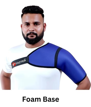 FAZTER Left Shoulder Support Brace and Shoulder Injury Support for Men and Woven Shoulder Support (Blue) - None