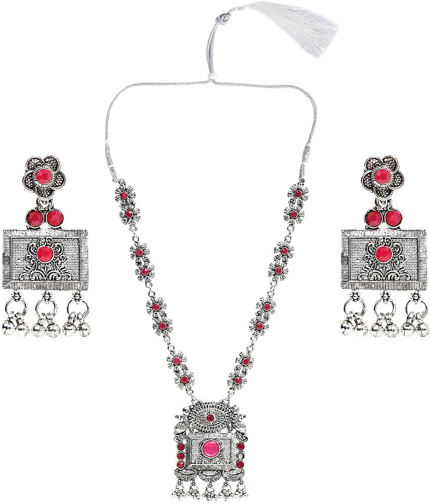 Sunhari Jewels Maroon German Necklace Set ( Pack of 1 )