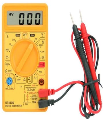 New Arrival with Buzzer & Improved Sensitivity Yellow Colour Digital Multimeter DT830D 3 ½ Digits LCD Display Hao Yue Unity Haoyue DT830D for Measuring AC Current, AC/DC Voltage Electric Testing Meter.