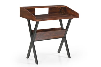 Wakeup India Sheesham Solid wood Writing Study Desk | Ace Study Desk | 1 Year Warranty | Study Table For Home and Office | Iron Polished Leg | Study Table For Student | Raddish Rosewood Colour Finish