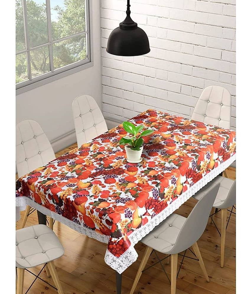 Printed PVC 6 Seater Rectangle Table Cover ( 228 x 152 ) cm Pack of 1 Red