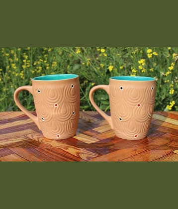 Laghima jadon Colour U Shape Solid Ceramic Coffee Mug 350 mL ( Pack of 2 )