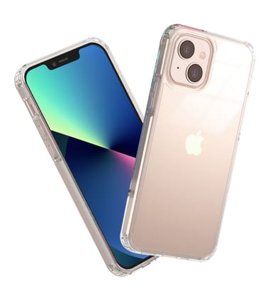Ice Crystal Series Hybrid Scratch-Resistant Transparent PC Military Grade TPU Case for Apple iPhone 13 Mini, 5.4 inch, Crystal Clear
