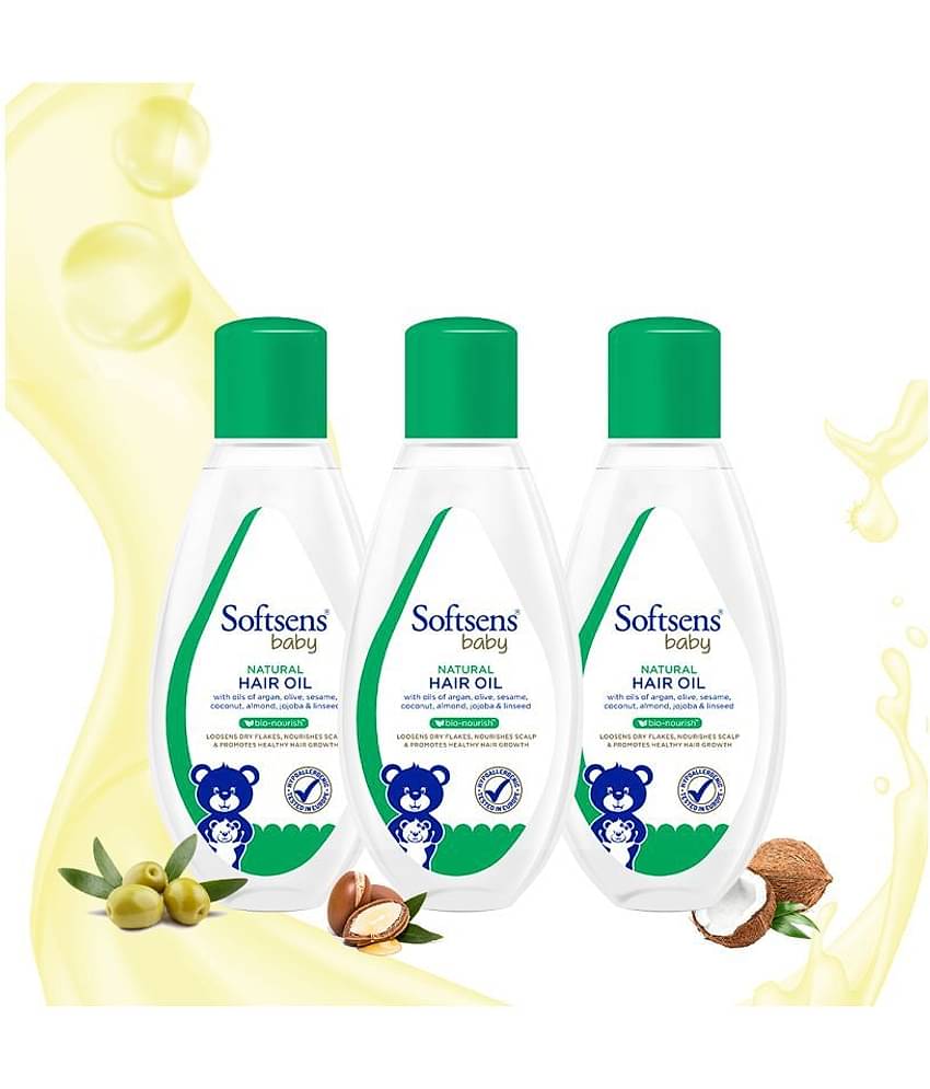 Softsens Baby Natural Hair Oil Enriched With Natural Oils of Argan 100ml, Pack of 3
