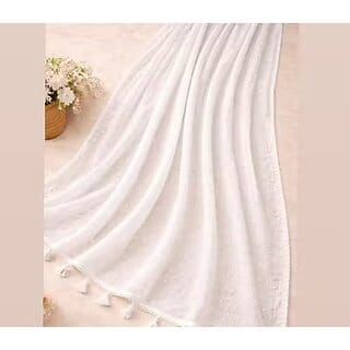 White Chiffon Dupatta with Thread Booti Work | Lightweight Party Wear Dupatta Size 2.15 M