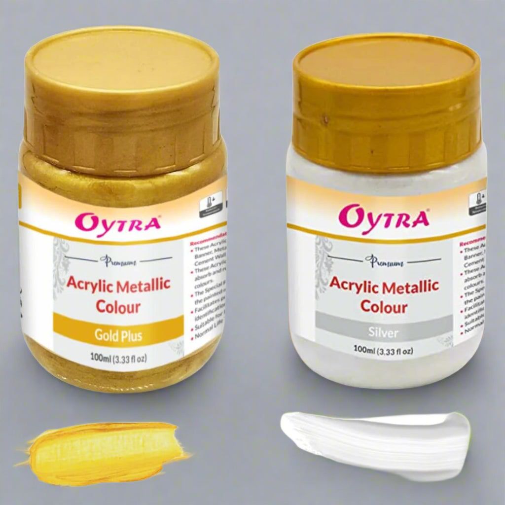 Oytra 100 ml Metallic Acrylic Color Paint Gold and Silver