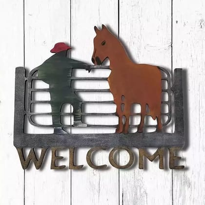 A Man With A Horse Welcome Wall Art
