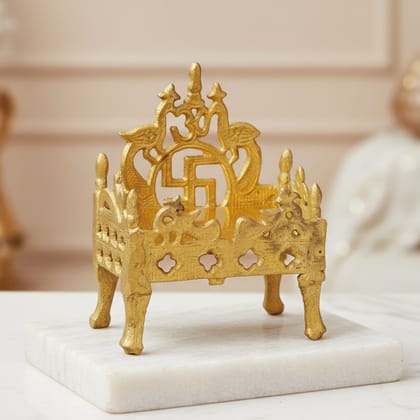 Handcrafted Brass Singhasan Dhalai for God Idol | Premium Temple Seating, Height : 5.4 Inch (ZMAS324 B)