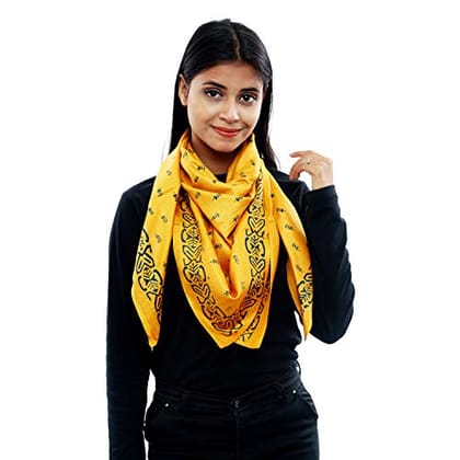 Eri Silk Printed Scarf Yellow