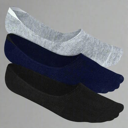 Bamboo No Show Socks for Men (Solid) - Pack of 3-Light Grey | Black | Navy Blue