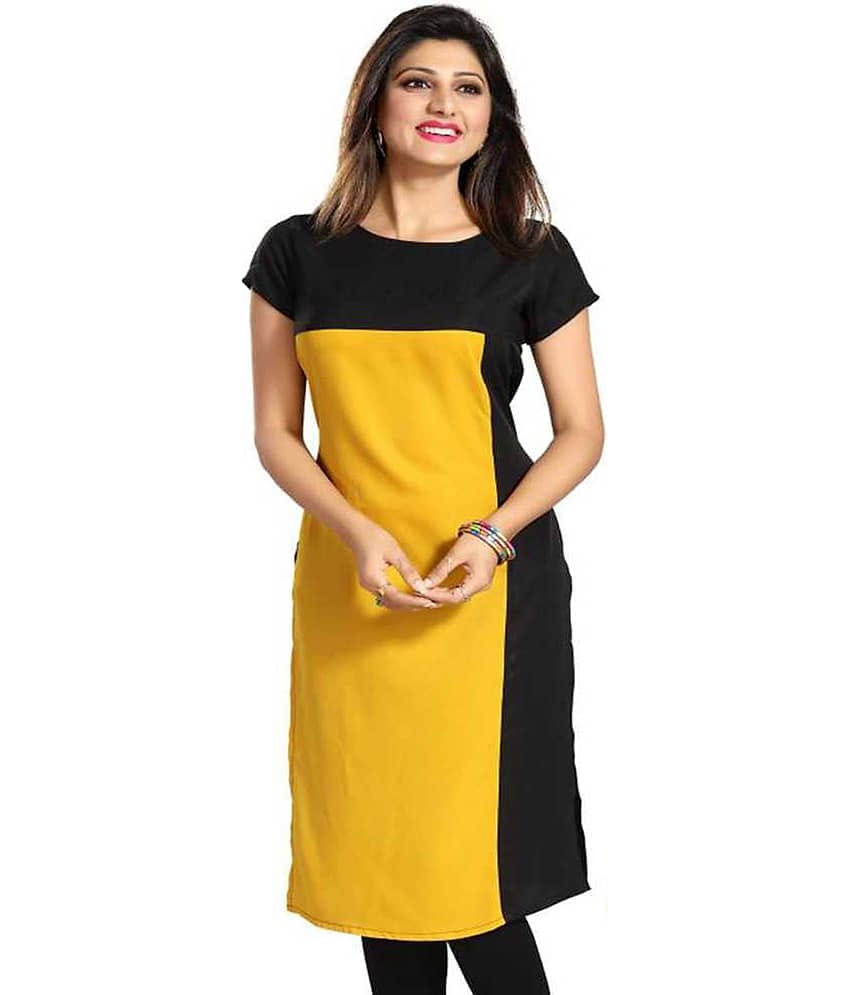 AK FASHION MALL Pack of 1 Crepe Printed Straight Women's Kurti - ( Multicolor )