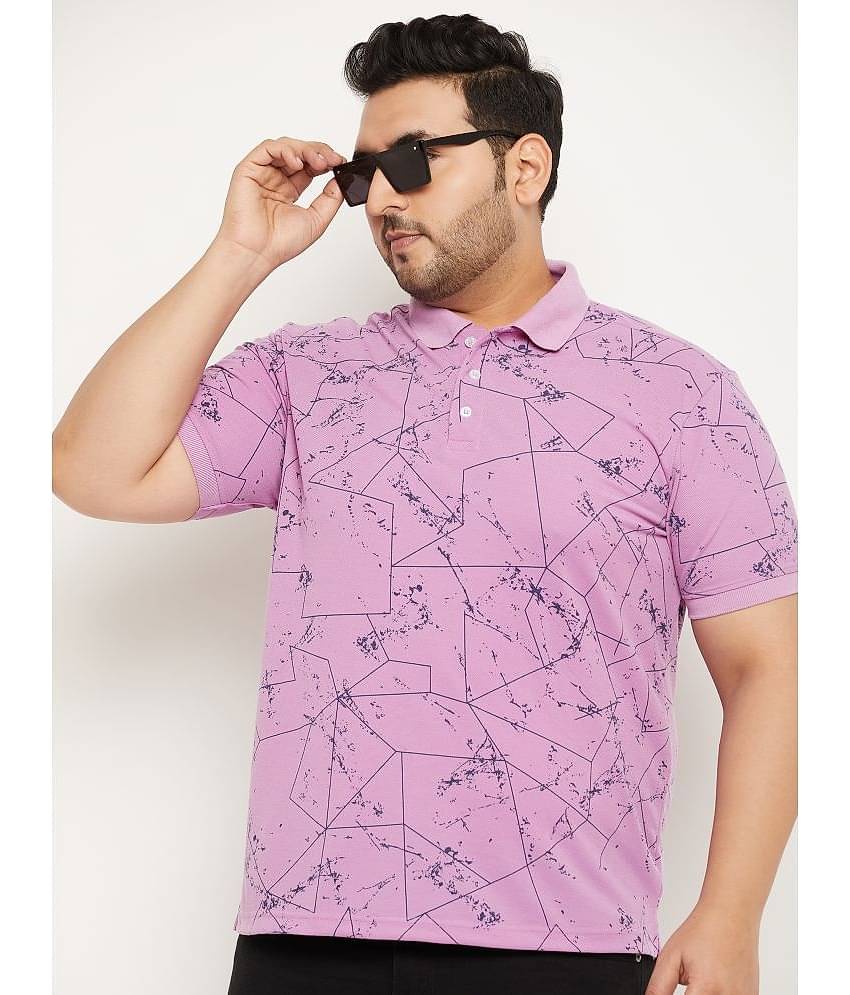 RELANE Pack of 1 Cotton Blend Regular Fit Printed Half Sleeves Men's Polo T Shirt ( Lavender )