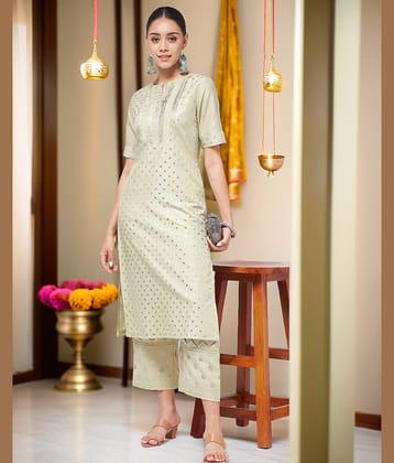 Pannkh - Green Polyester Women's Straight Kurti ( Pack of 1 )