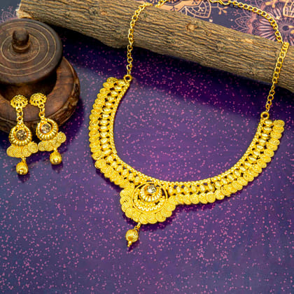 Incredible Classic Gold Plated Kundan Choker Necklace Set for Women and Girls