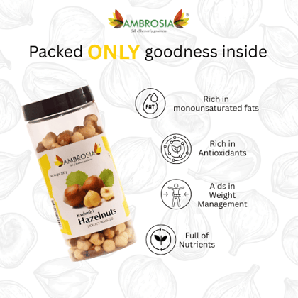 Ambrosia Lightly Roasted Kashmiri Hazelnuts 200g (Pack of 1)