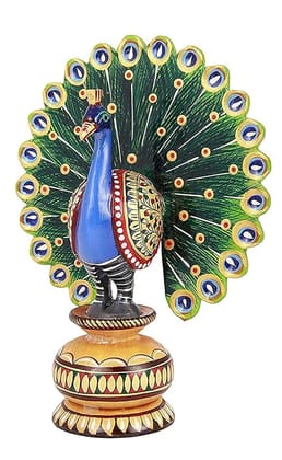 Elegant Wooden Dancing Peacock Handcrafted Home and Office Decor