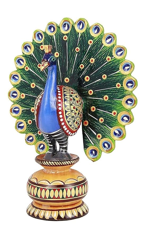 Elegant Wooden Dancing Peacock Handcrafted Home and Office Decor