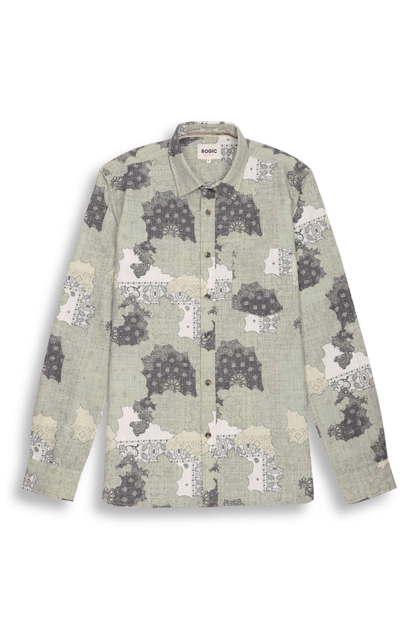 PAISLEY PRINTED SHIRT IN OLIVE-M