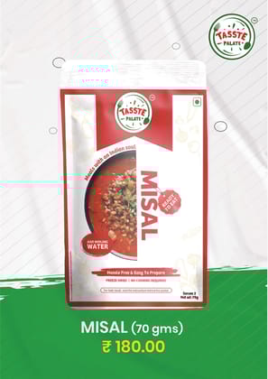 Tasste Palate Misal (70g) | Spicy Sprouted Moth Bean Curry | Instant Misal Mix | Freeze Dried | Authentic Kolhapuri Taste | Street Food Tasste Palate Misal (70g) | Spicy Sprouted Moth Bean Curry | Instant Misal Mix | Freeze Dried | Authentic Kolhapuri Taste | Street Food