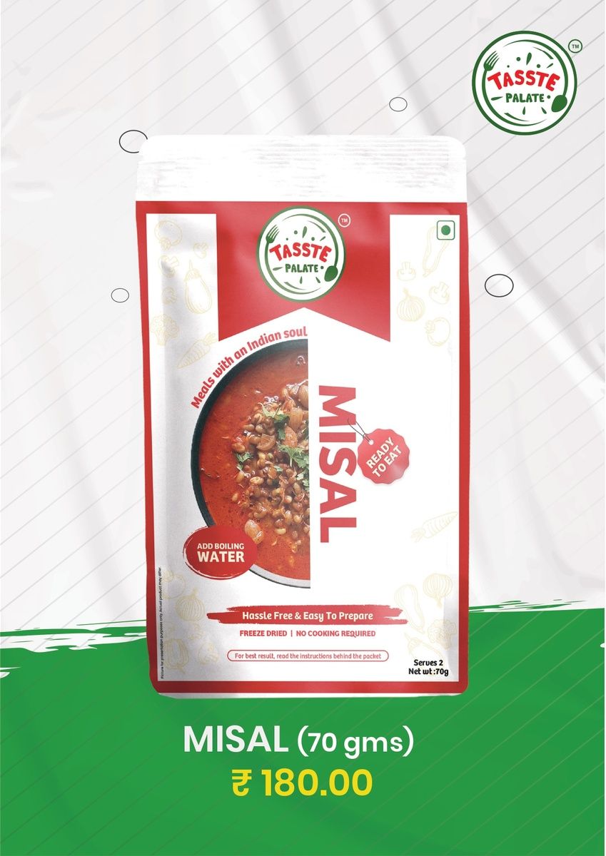 Tasste Palate Misal (70g) | Spicy Sprouted Moth Bean Curry | Instant Misal Mix | Freeze Dried | Authentic Kolhapuri Taste | Street Food