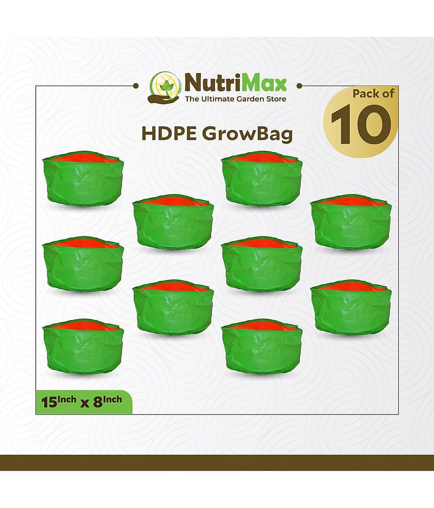 Nutrimax 200 GSM HDPE Grow Bags 15 inch x 8 inch Pack of 10 Outdoor Plant Bag