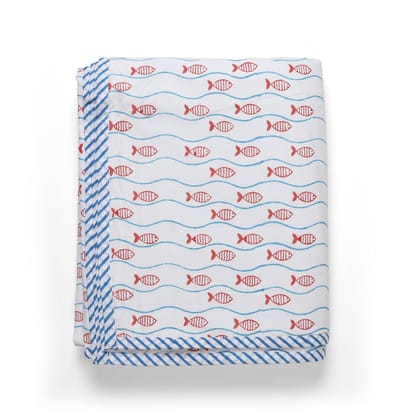 Mulmul Dohar Blue Rust 60x90-Blue/Rust/White / Mulmul / 60x90