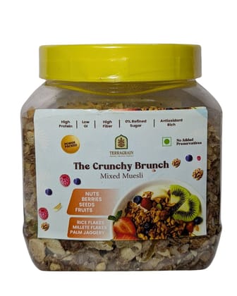 Terragrain Crunchy Muesli Breakfast Cereal, Loaded with Whole Grains, Nuts & Fruits, High Fiber, Healthy & Nutritious - 250g Terragrain Crunchy Muesli Breakfast Cereal, Loaded with Whole Grains, Nuts & Fruits, High Fiber, Healthy & Nutritious - 250g