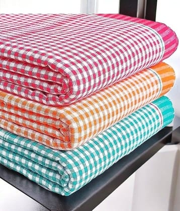 Mk weaves Pack of 3 Cotton Below 300 -GSM Bath Towel ( Multicolor )