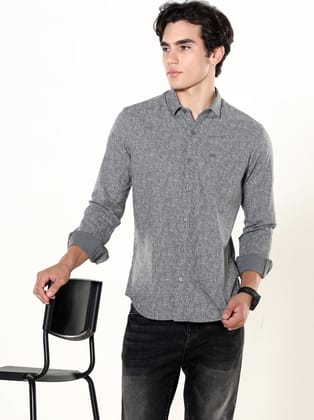 Ashen Aura Grey Printed Casual Shirt-S / Light Grey