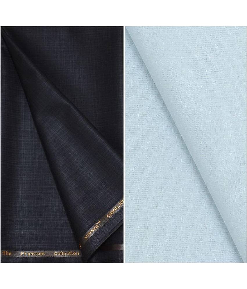 KUNDAN SULZ GWALIOR Multi Linen Unstitched Shirts & Trousers Pack of 1 Pant and Shirt Piece for Men
