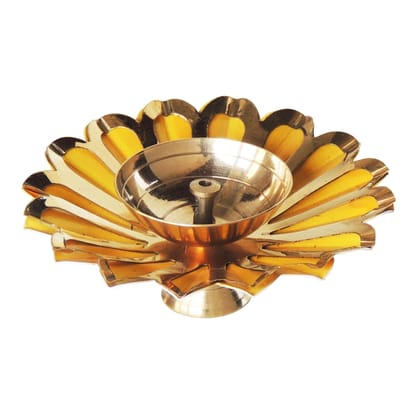 Iron & Brass Deepak Colour Yellow 4 Inch (ZMAS517 Y)