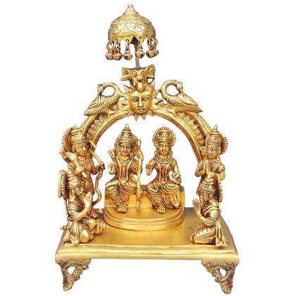 Brass Ram Darbar Idol Statue | Pure Brass Ram Parivar Murti, Height : 16.5 Inch (BSMAS131 I)