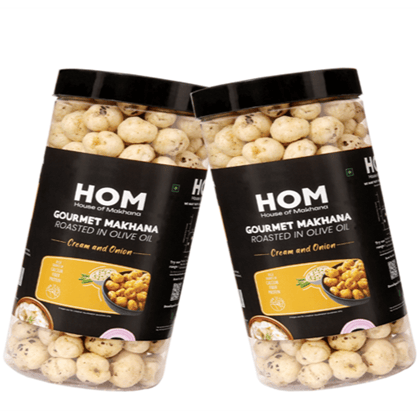 GOURMET MAKHANA Roasted in Olive Oil | Flavors Cream & Onion | Combo Of 2, 65g Each. - 130 gm