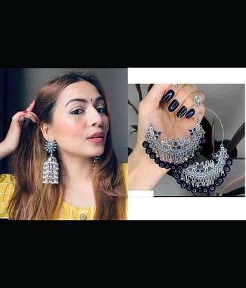 Samridhi DC Silver Drop Earrings ( Pack of 2 )