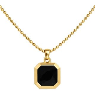 KIMTI Men Necklace (Black Stone Gold Pendant Necklace, Gold) KIMTI Men Necklace (Black Stone Gold Pendant Necklace, Gold)