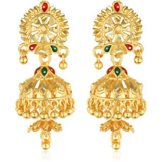 South Screw back alloy Gold plated Jhumki, Jhumka, Jhumkas Earring for Women and Girls[VFJ1489ERG]