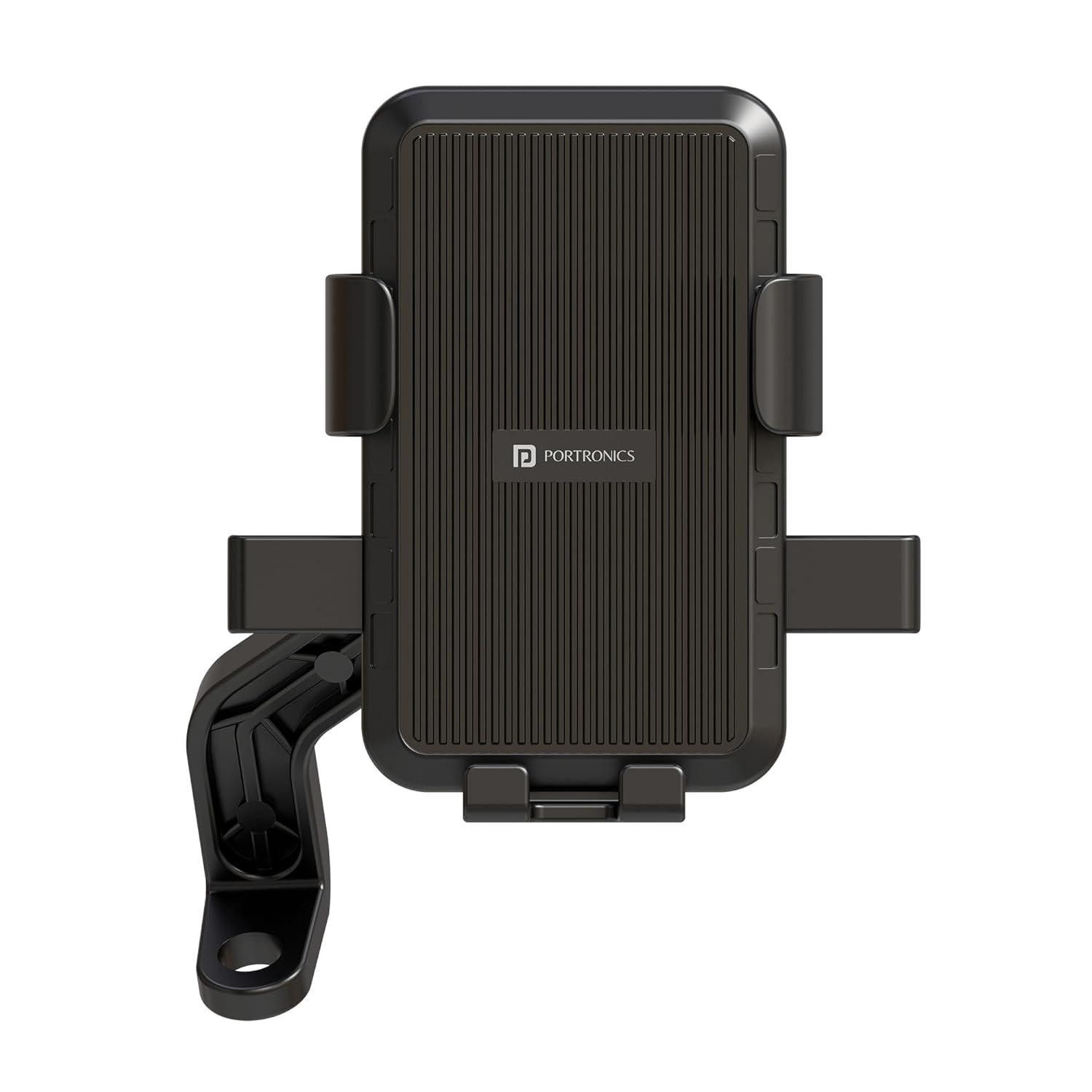 Portronics Mobike 5 Scooty,Scooter Phone Holder with Mirror Mount, 360 Degree Rotation, Strong Grip, Compatible with 4.7 to 7.2 Smartphone, Mobile Stand for Scooter, Cycle & Motorcycle (Black)