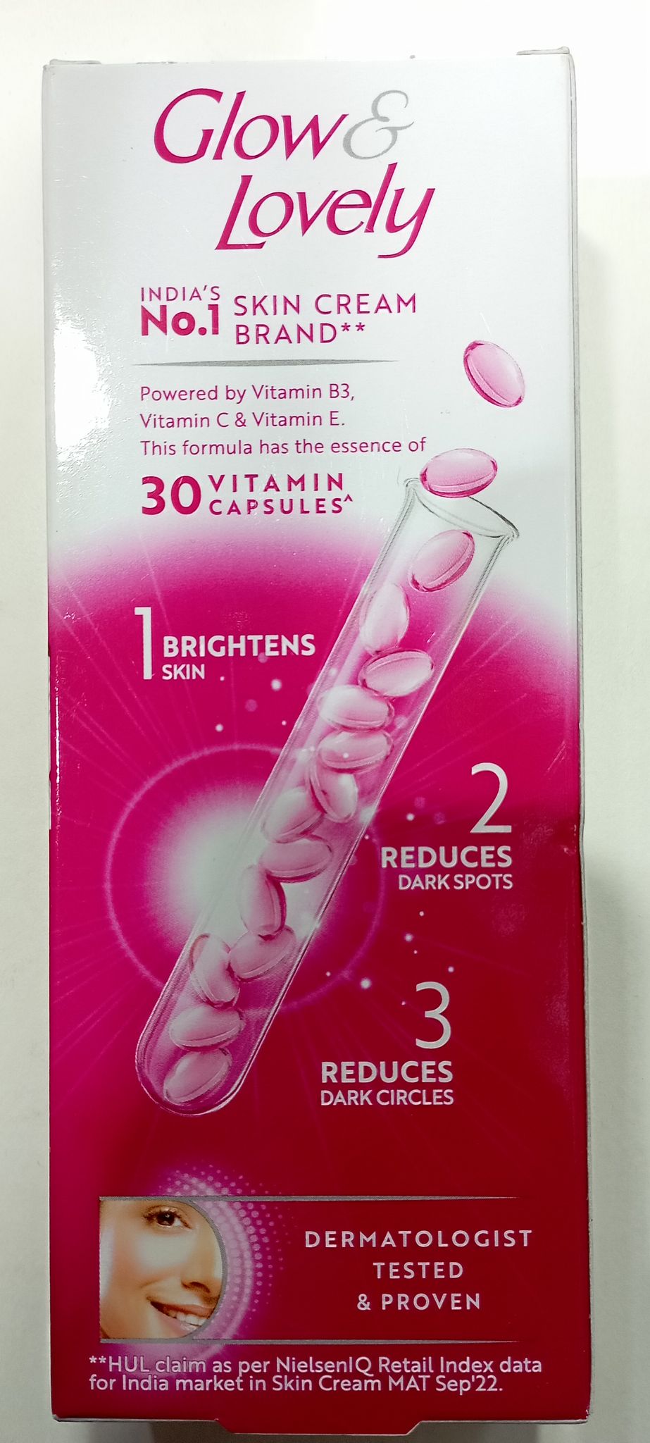 Glow & lovely No.1 skin cream Brand 30 Vitamin capsules 50 g