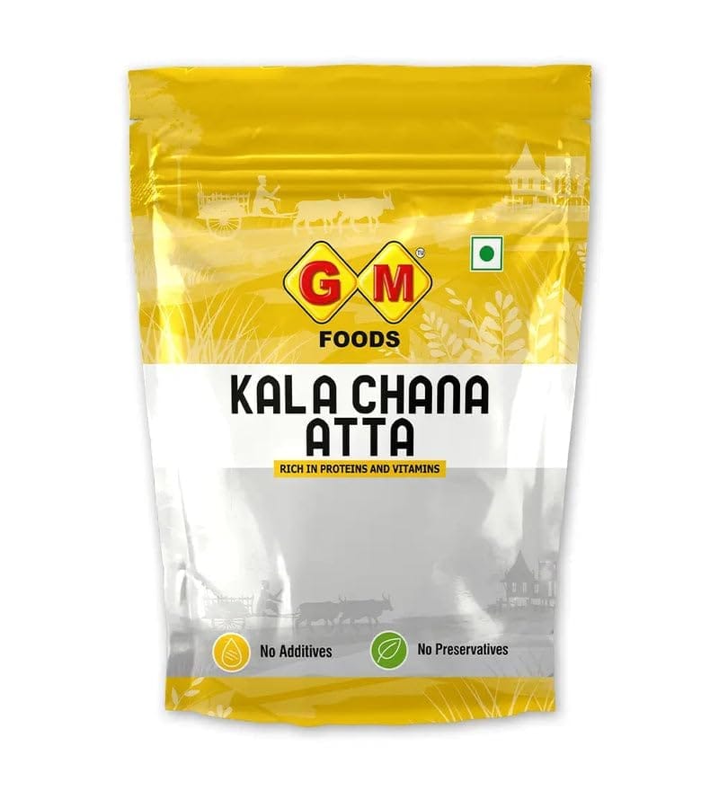 GM Foods Kala Chana Atta 500g | Black Chickpea Flour | High Protein, Fiber & Iron | Ideal for Chilla, Roti, Paratha | Natural & Diabetic-Friendly Flour | For Cooking & Bakeing | No Preservatives