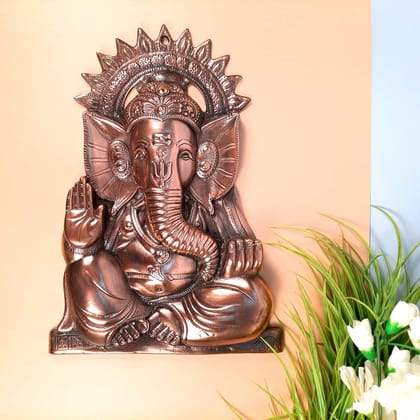 Ganesh Wall Hanging Idol In Blessing Pose | Lord Ganesha Wall Statue Decor - For Puja, Home & Entrance, Living Room & Gift - 17 Inch
