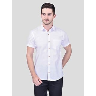 PrintCultr Men Regular Fit Solid Curved Collar Casual Shirt