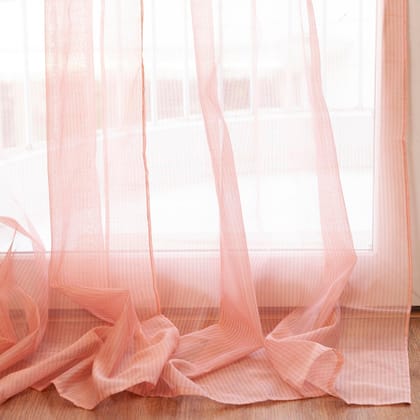 Handwoven Chanderi Curtain - 7ft / 84"-7ft x 3.8ft / 84inches x 44inches / Grey & Pink / Chanderi