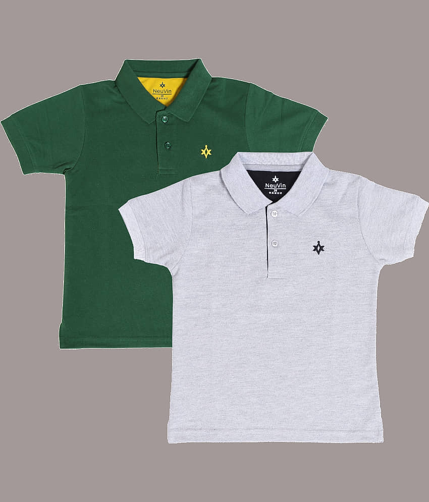 NEUVIN Pack of 2 Boys Cotton Blend T-Shirt ( Multi Color )